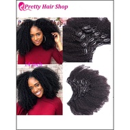 4B 4C Afro Kinky Curly Hair Clip Ins Human Hair Extensions