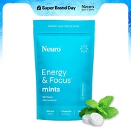 Neuro Caffeine 90 Pieces Sugar-Free Nootropic Mints for Energy Focus with L-theanine Caffeine B12  V