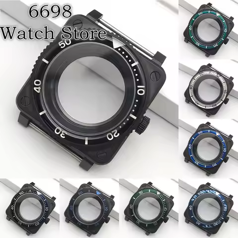 42MM SKX007 Square Watch Case NH35 Cases Fits NH35 NH36 7S26 4R Japan Movement for Seiko SKX007 Pilo