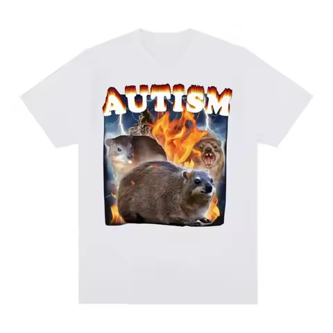 Autism Funny Hyrax Meme Tee Shirt Women Clothing Harajuku Vintage T-shirt Summer O-Neck Tops Short S