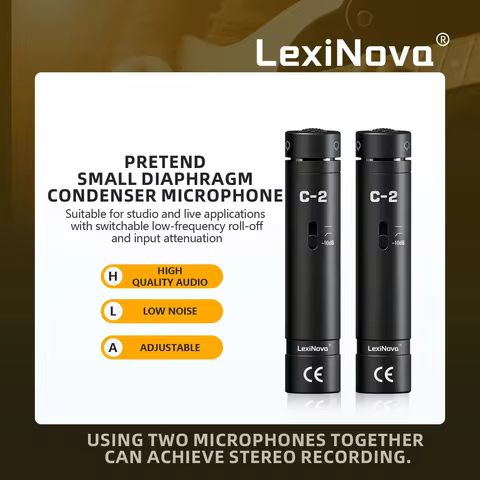 LexiNova 2C Professional Small Diaphragm Condenser Microphone Audio Instrument Mic For Studio Room R