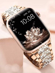 1入女士豪華閃鑽不鏽鋼手錶帶，適用於蘋果手錶系列Ultra 9 8 SE 7 6 5 4 3 2 1時尚金屬錶帶42mm 40mm 44m 45mm 49mm 41mm 38mm，智慧手錶帶兼容蘋果手錶手鍊錶帶兼容蘋果手錶手鍊配件