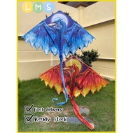 Lmskite 1.3m Ice and Fire Dragon Kite With Tail Layang Naga Senang Terbang Easy To Fly卡通龙风筝