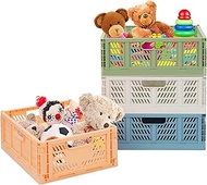 Plastic Drawer Organizer 4-Pack Collapsible Storage Boxes Crate Stackable Folding Basket Closet Cont