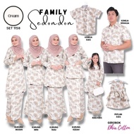 NEW ARRIVAL RAYA FAMILY SET SEDONDON | CREAM 1158 | SEDONDON IBU DAN ANAK | BAJU KURUNG COTTON | DHIA COTTON