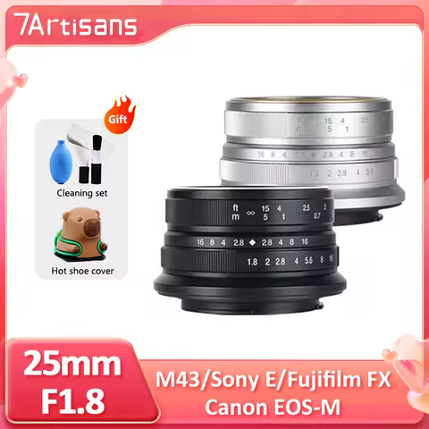 7artisans 25mm F1.8 Manual Focus Prime Camera Lens for Sony E A6000 a6300 Fujifilm FX X-T4 xt10 Cano