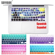Spanish Colorful keyboard Protective Film For Mac Book pro 13air 15 Retina A1466 A1502A1398A1278 EU Silicone Keyboard Cover Skin Basic Keyboards