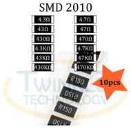Resistor SMD 2010 4.3ohm,4.7ohm,43ohm,47ohm,4.3Kohm, 43Kohm,47Kohm,430Kohm,470Kohm 5% 10 pcs