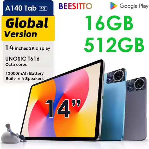 Global Tablet 14 Inch Android 14 Tablets with 1920*1200P IPS HD Big Screen 12GB 512GB 12000mAh All-D