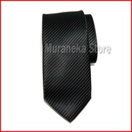 Dasi Panjang Pria Hitam Lebar 3 Inch Kemeja Motif Formal Garis Salur Setelan Kerja Kantor Black 7 8 