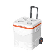 Cosmoplast Keep Cold Trolley Ice Box / Cooler Box with Wheels 45L (White Orange)