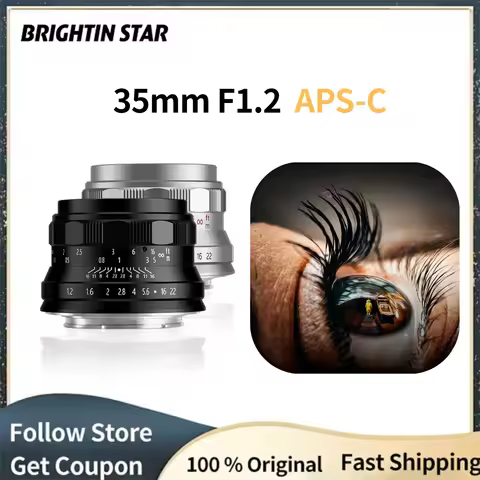 Brightin Star 35mm F1.2 MF APS-C Manual Focus Portrait Lens for Canon Fuji NIkon M4/3 Mirrorless Cam