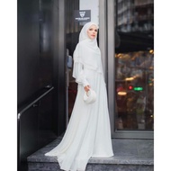 Hijabistahub khimar abaya white putih jalan Umrah jubah
