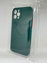 全新 iPhone 12 Pro 可插卡 插咭 手機殼 保護殼 保護套 矽膠 墨綠色 紅按鈕 green case red button protector silicon 蘋果 ios
