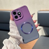 เคสป้องกันโทรศัพท์มือถือแบบอิงแรงดึงดูดแบบแม่เหล็กง่ายๆ ลูกเล่นสองสีทูโทนแบบไล่ระดับ สำหรับ iPhone15