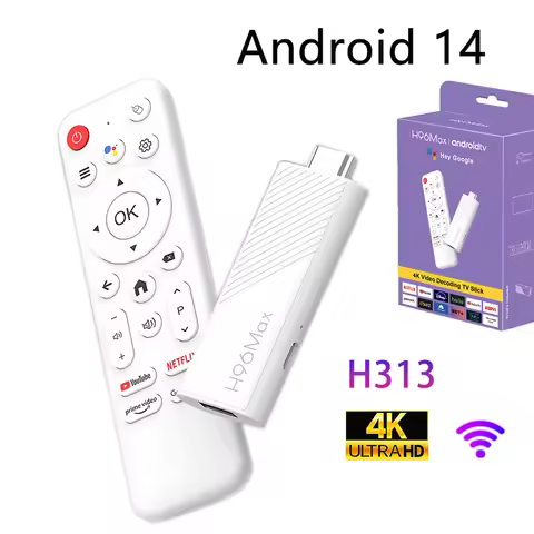 TV Stick H313 H96 MAX Android 14.0 BT5.0 4K Wifi6 Home Media Player Voice Assistant Remote Smart And
