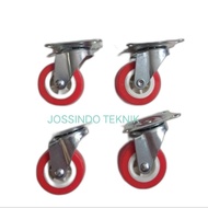 MERAH 2" RED PU WHEELS LIVE 2" RED PU WHEELS 2" RED SUITCASE WHEELS/