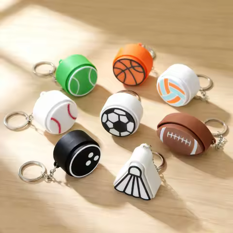 3D Printed Sports Balls Clicker Key Chain Sport Theme Cartoon Sensory Clicker Mini Ball Keychain for