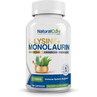 Natural Cure Labs L-Lysine + Monolaurin 600mg 1:1 Ratio, 100 Capsules