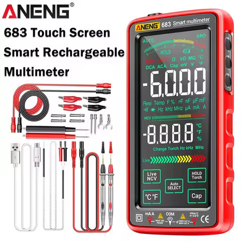 Digital Multimeter Rechargeable Smart Touch Screen Tester AC/DC Voltage Current NCV Induction Diode 