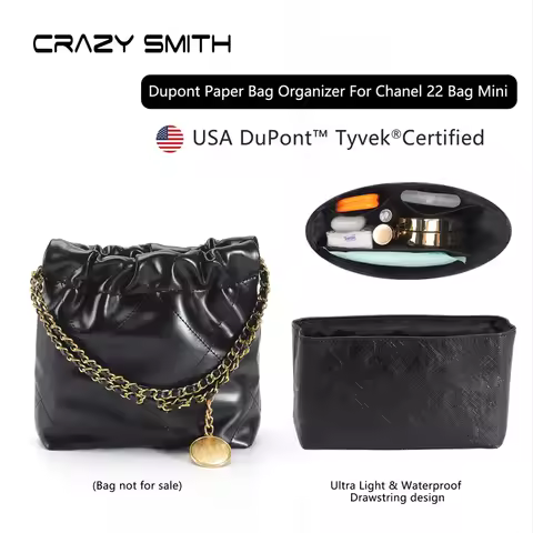 CRAZYSMITH Dupont Paper Inner Bag For Chanel 22Bag Handbag Organizer Insert Storage Bag Liner Bag Su