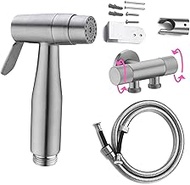 Qeemee New Netflix Double Control Valve Mode Spray Head, Handheld Bidet Sprayer for Toilet, Stainless Steel Bidet Toilet Sprayer Set, Muslim Shower for Self Cleaning, Baby Cloth, Feminine Hygiene