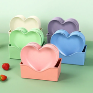 ❤SELL WELL❤  Set of 6pcs Heart-shaped Creative Plate Cake Plate With Tray Bone Dish Dried Fruit Snac
