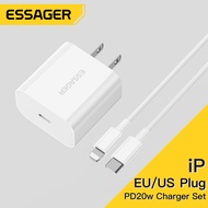 Essager 20w ip fast charger PD charging head and cable set suitable for ip 6-14 mobile phone and tab