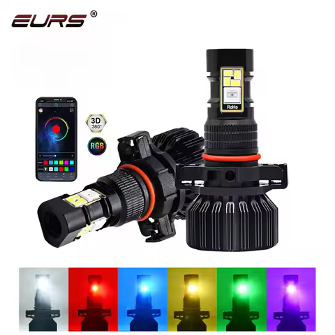 2PCS Car H11 LED Headlight Bulb H8 H9 H11 H10 9005 9006 Lamp Fog Light 120W RGB APP Control Auto Fog