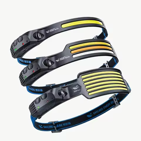 SMILING SHARK COB Headlamp Powerful Induction LED Sensor Head Torch USB Charging Battery Flashlight 