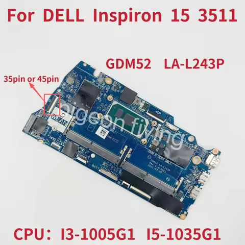 GDM52 LA-L243P For Dell Inspiron 15 351 Laptop Motherboard With i3/i5-10th Gen CPU DDR4 CN-03P9HH CN