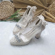 Women's shoes 9cm ribbon strapBroken White, very high heel (above 8 cm)