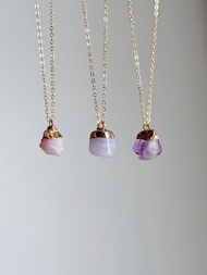 原石水晶 粉晶 藍紋瑪瑙 紫水晶 天然原石項鍊