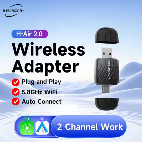 HEYINCAR Mini Wireless CarPlay Adapter Android Auto Wireless Dongle Wifi 5.8G Plug and Play Auto Con