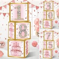 3pcs/Set Pink 18th/30th/75th/40th/50th/60th/70th/80th Rose Gold Birthday Decoration Box, Happy Birth