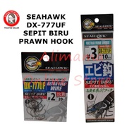 SEAHAWK SEPIT BIRU DX-777UF / DX777UF-S ULTRA FINE WIRE SNELLED CIRCLE PRAWN HOOK MATA KAIL UDANG