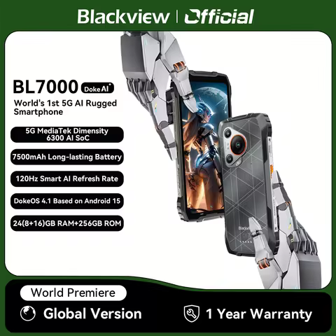 BLACKVIEW BL7000 5G AI Rugged Phone Deepseek GPT Android 15 Smartphone, 6.78" HD+2.4K Display 120Hz,