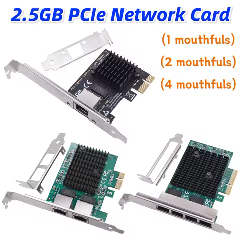 1/2/4 Port 2.5GB PCIe Network Card PCI Express Ethernet Adapter RJ45 NIC Gigabit Ethernet Card RTL81