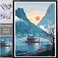 【LOCAL 】40x50cm Framed DIY Art Painting by Numbers with free frame Quality Oil Canvas Painting  Oil 