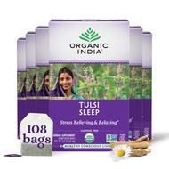 ORGANIC INDIA Tulsi Sleep Herbal Tea - Holy Basil, Ashwagandha, Chamomile, Night Time Tea for Bedtim
