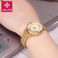 JULIUS นาฬิกาแบรนด์เกาหลี สายสแตนเลส รุ่น JA728 สายสีทอง (GOLD) หน้าปัดสีทอง(GOLD)  BY BUDGERIGAR TIME