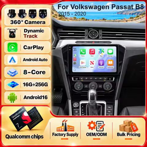 For Volkswagen Passat B8 2015 - 2020 Carplay Auto 2K Screen Car Radio Multimedia Player Autoradio Na