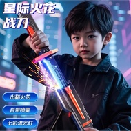 Colorful Streamer Glowing Sword with Spark & Smoke Effect 7-Color Light Swords Toy for Kids Adults P