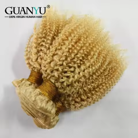 4*4 Kinky Curly Blonde #613 Hair Bundle 1pc Brazilian Virgin Human Hair 4B 4C Blonde Bundle Hair Wef