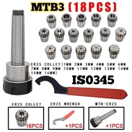 Complete package Arbor collet MTB3 M12 ER25 set of collet ER25 16pcs 1mm - 16mm