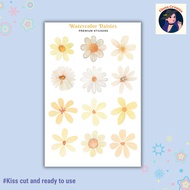 Watercolor Daisies Sticker Sheet For Planners, Laptops, Tumblers EC-1426