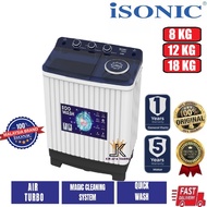 ISONIC SEMI AUTO WASHING MACHINE 8KG | 12KG |18KG WASHING MACHINE MANUAL | MESIN BASUH MANUAL|洗衣机