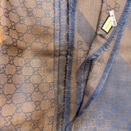 GUCCI 雙G緹花LOGO羊毛蠶絲披肩圍巾