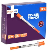 Brandzig Insulin Syringes 31G 1cc 5/16" 30-Pack
