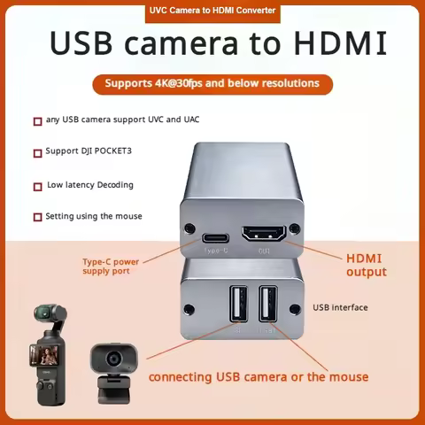 4K UVC USB Camera To HDMI Converter for DJI Pocket 3 4 Action 5 Pro 6 To Video Capture Card Live Str